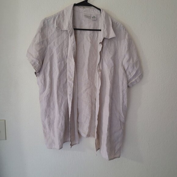L.L. Bean Linen Cream Button Front Shirt Size 2x - Picture 1 of 4
